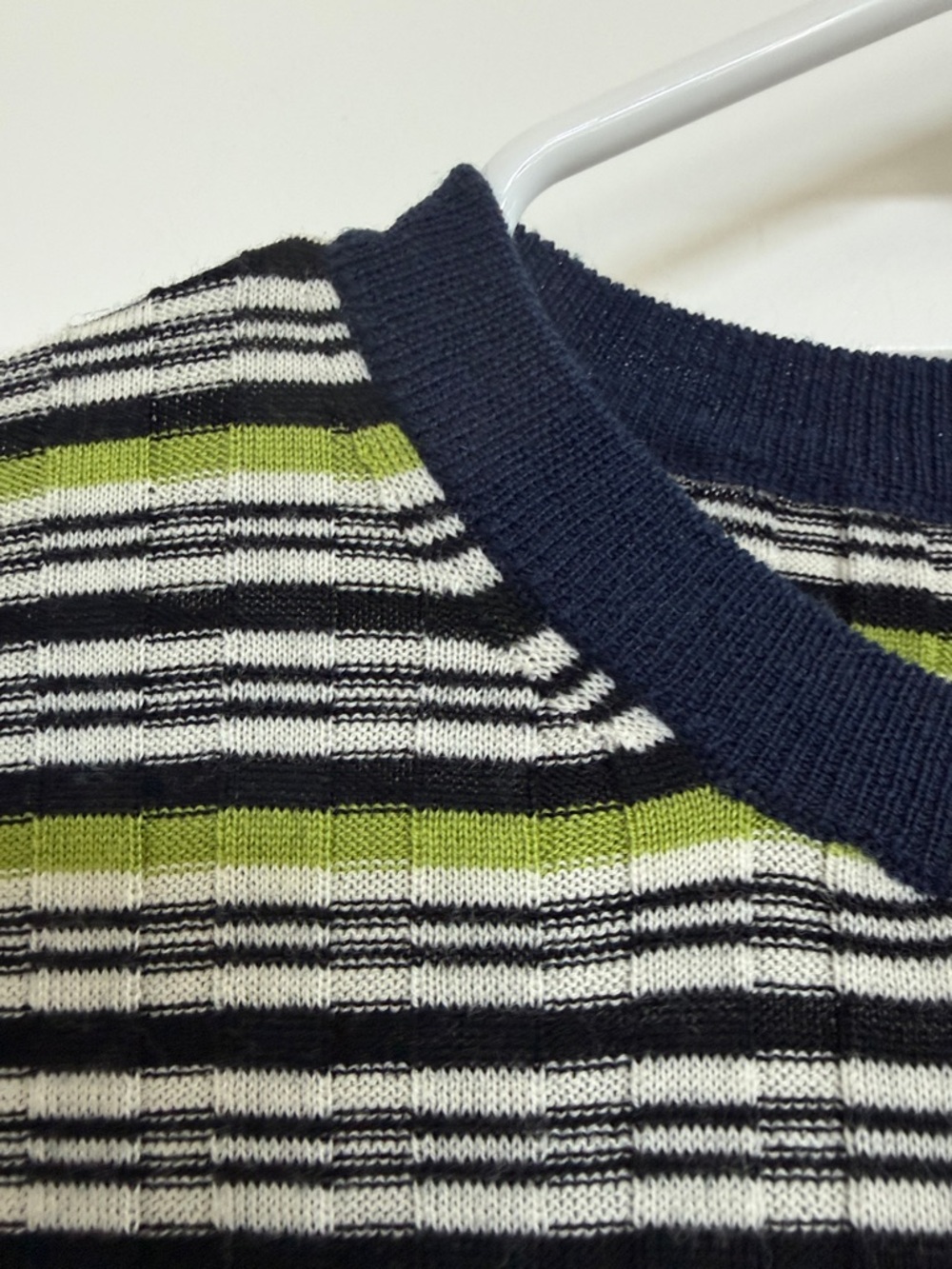 J. Crew Black, White & Olive Green Striped Ribbed Long-Sleeve Top - Picture 4 of 7